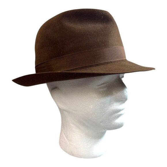 Burberrys Handmade English Brown Fedora Hat 7 1/4 Fine Fur Felt Men Christy's - Picture 2 of 9